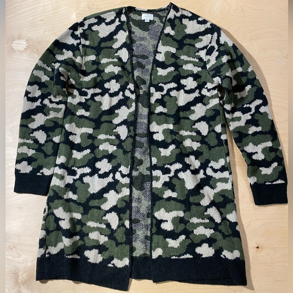 Mud Pie Green and Black Camouflage Cardigan S/M (NS)